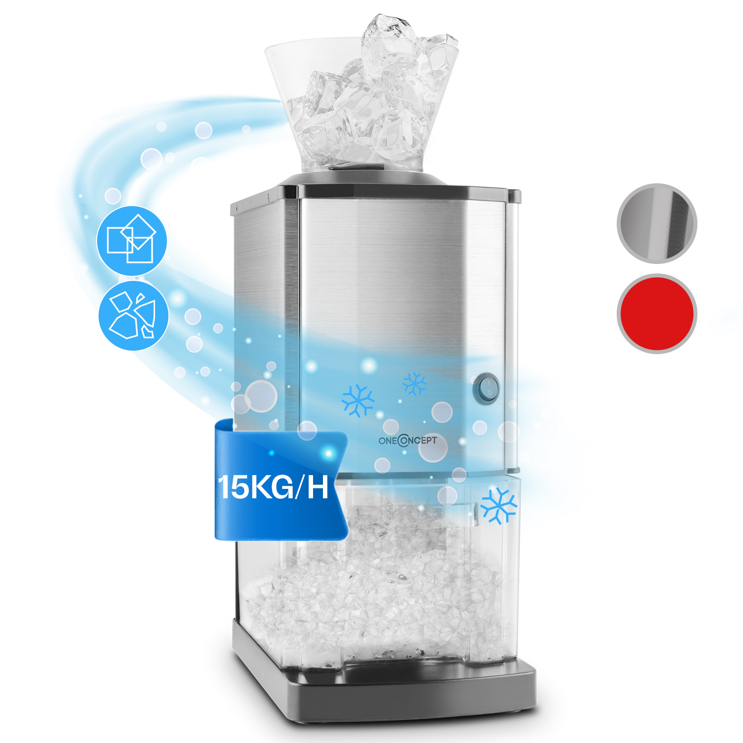 Oneconcept - Icebreaker Ice Crusher 15kg/h 3, 5liter Eisbehälter Edelstahl