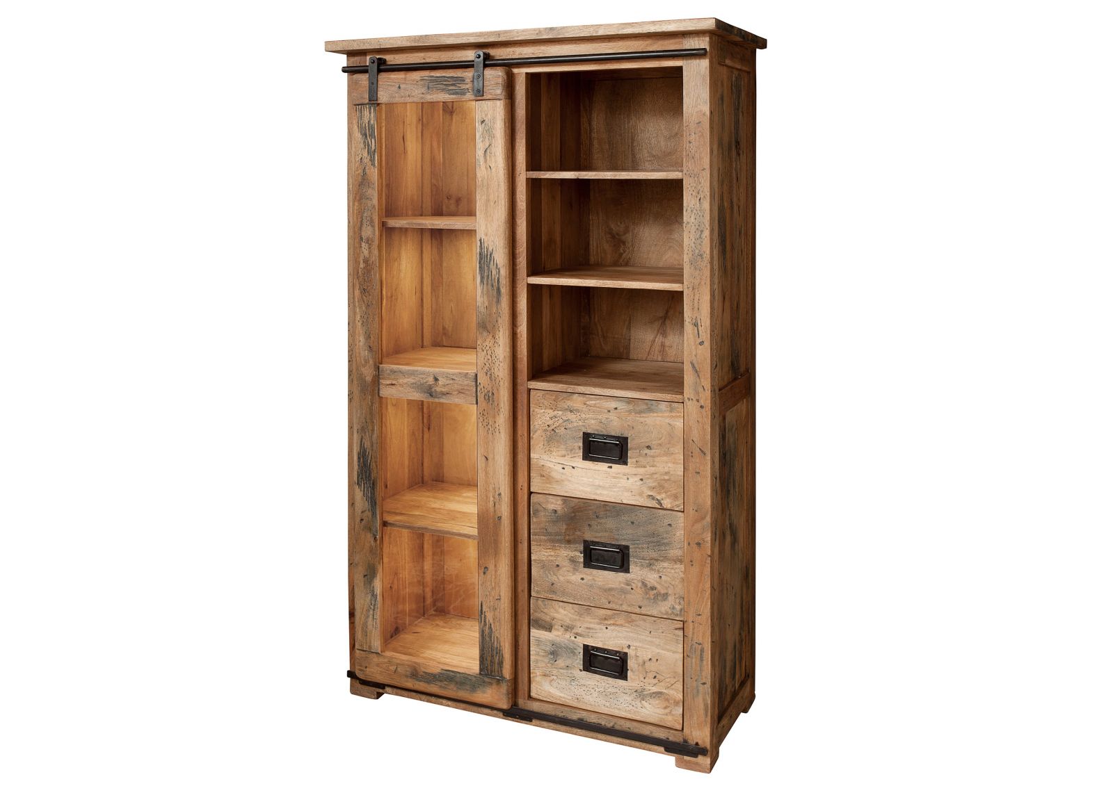 Massivmoebel24 – Vitrine 100x45 En Manguier Laqué – Style Industriel