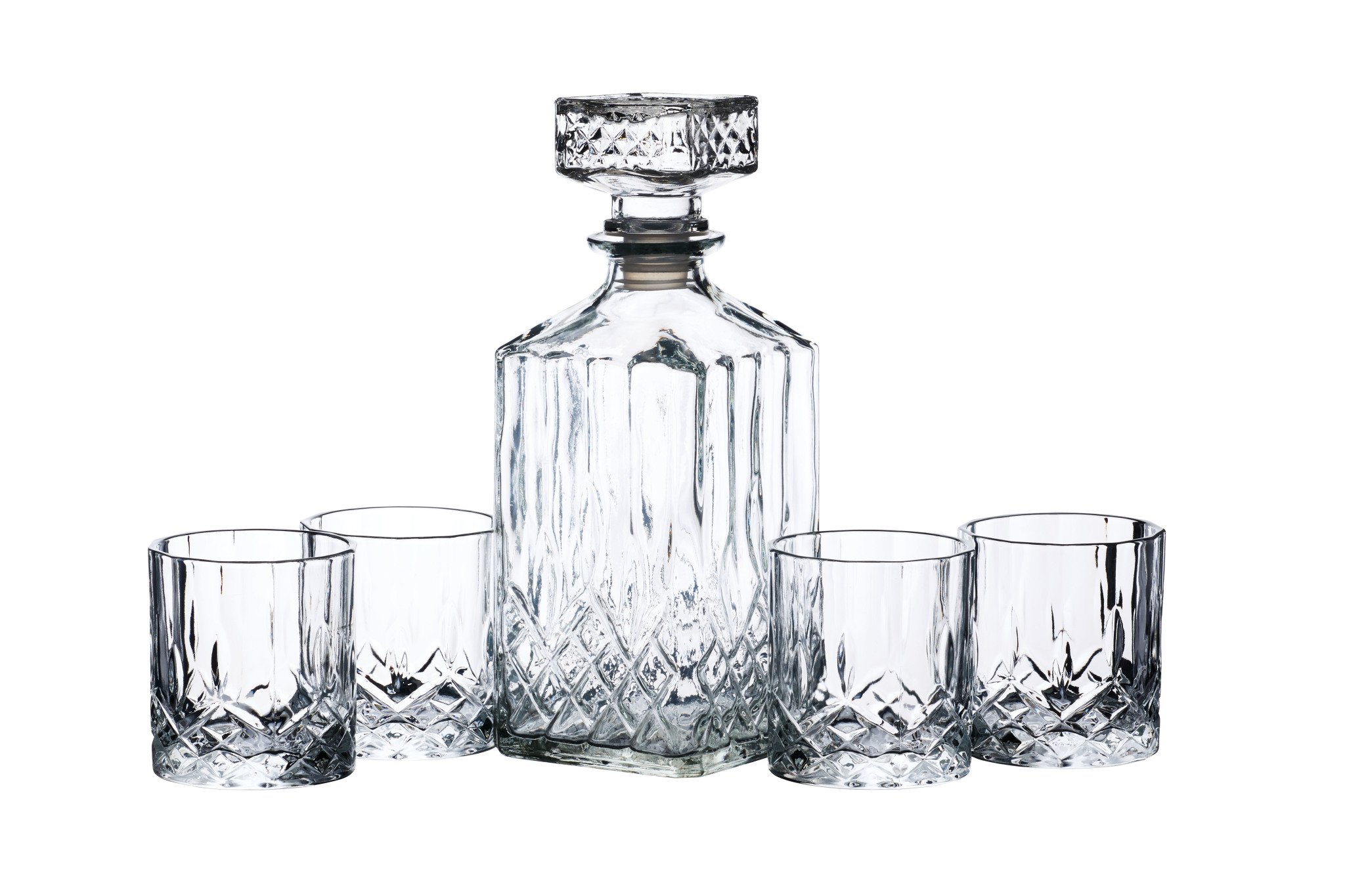 BarCraft Cut Glass Decanter Set in Clear