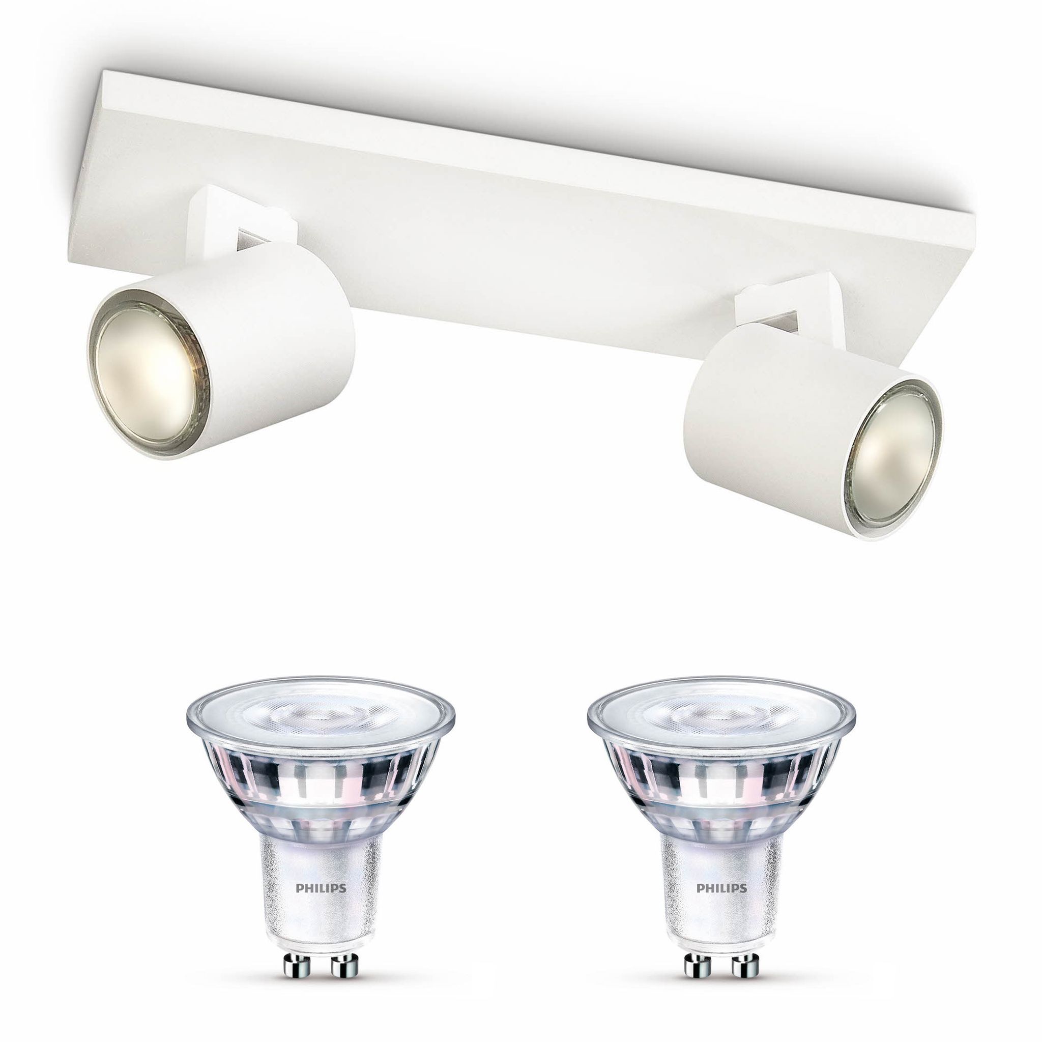 Philips Runner Aufbauspot Mit 2 Lichtpunkten Gu10 (weiß) - Philips Led Gu10 50w Scene Switch