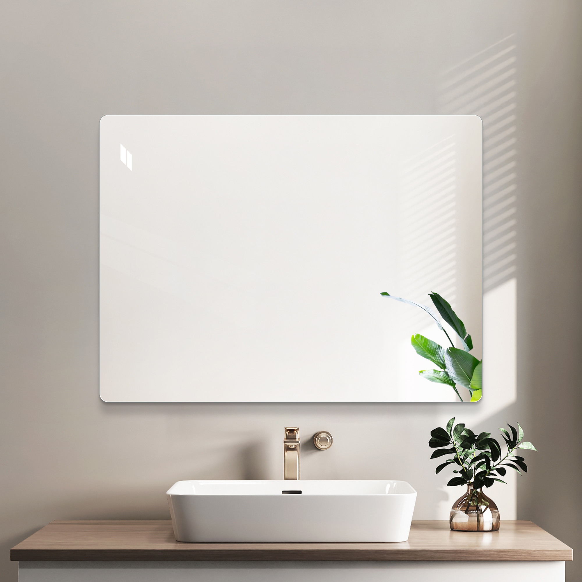 Miroir Mural Sans Cadre 100×75 Cm – Miroir De Salle De Bain Hd Sans