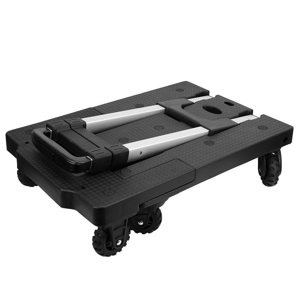 Chariot pliable silencieux à 7 roues, tige télescopique rotative à 170°, plateau extensible