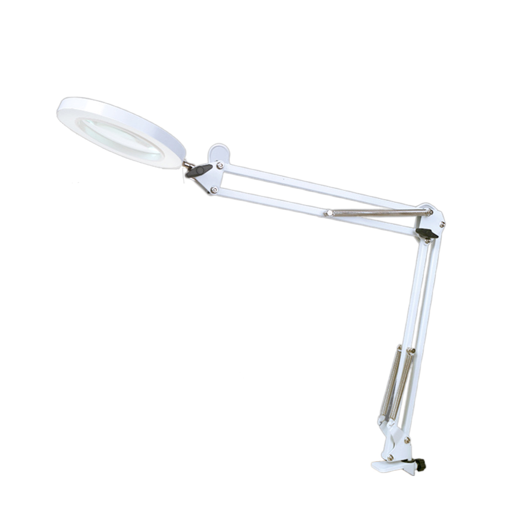 Lampe loupe LED 15x/10x sur pied, 3 modes de couleur, intensité variable, pince et base métal
