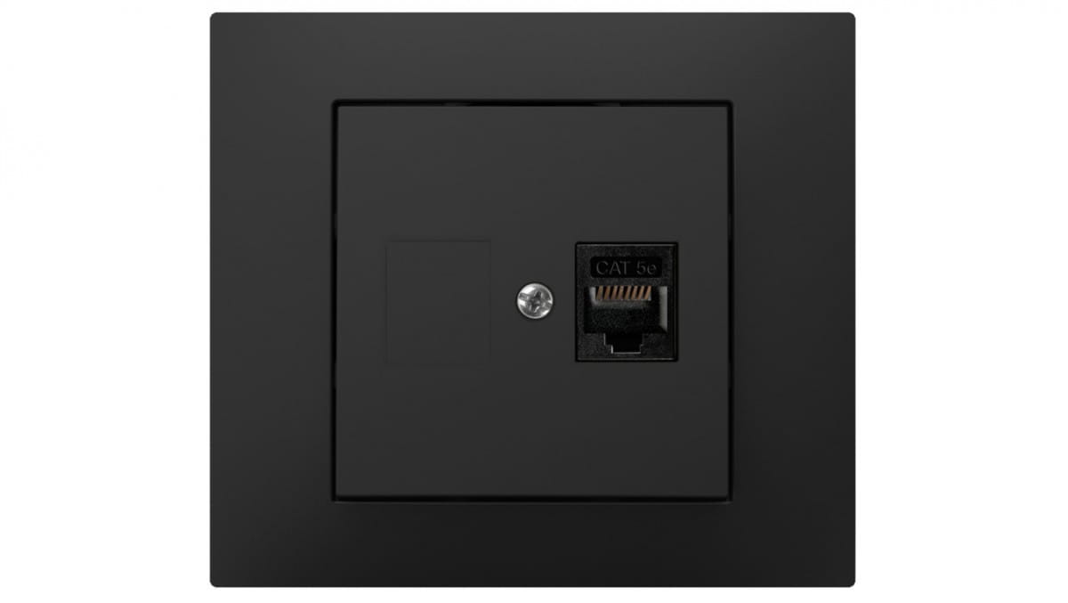 Oem Schwarz Vestra Einzelne Rj45-Computerbuchse Ohne Rahmen, Unterputz, Ip20, 3848-19