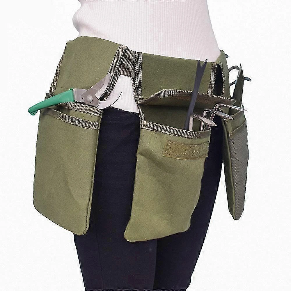 Ceinture porte-outils en toile, 4 poches indépendantes, réglable, vert ou gris