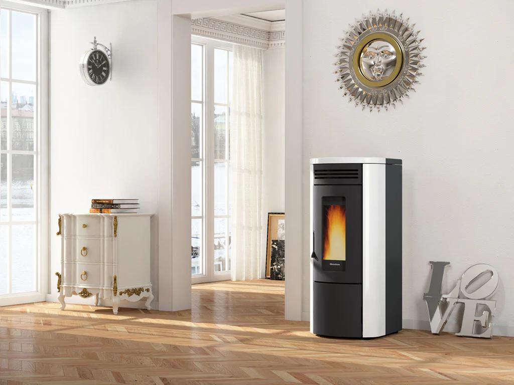 Stufa La Nordica Stufa Moderna Rosso 12 Kw Acciaio