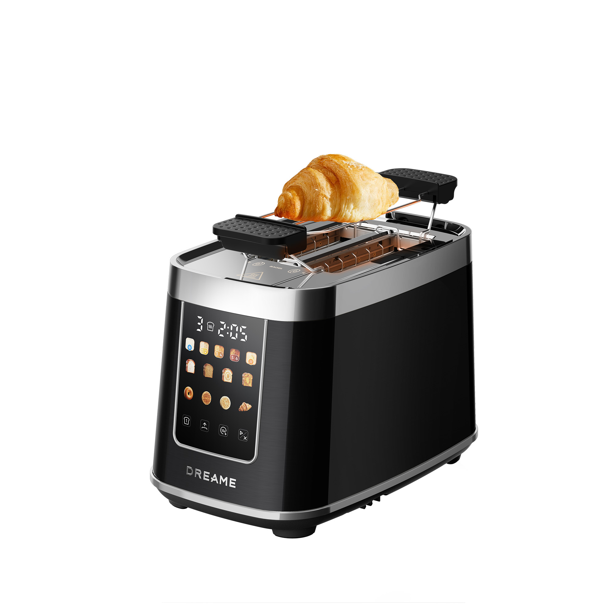 Dreame Schwarz Toastcontrol Smart Toaster, 5,3 Zoll Imd-Touchscreen/8 Brotprogramme/6 Bräunungsstufen/1200 W/Motorisiertes Auto-Lift/Quick-Check-Funktion/38 Mm Breite Schlitze/Auftauen/Auftösten/15 Sekunden Nachlauf/Brotkrustenwärmer/Erinnerungsfunktion/E - Image 3
