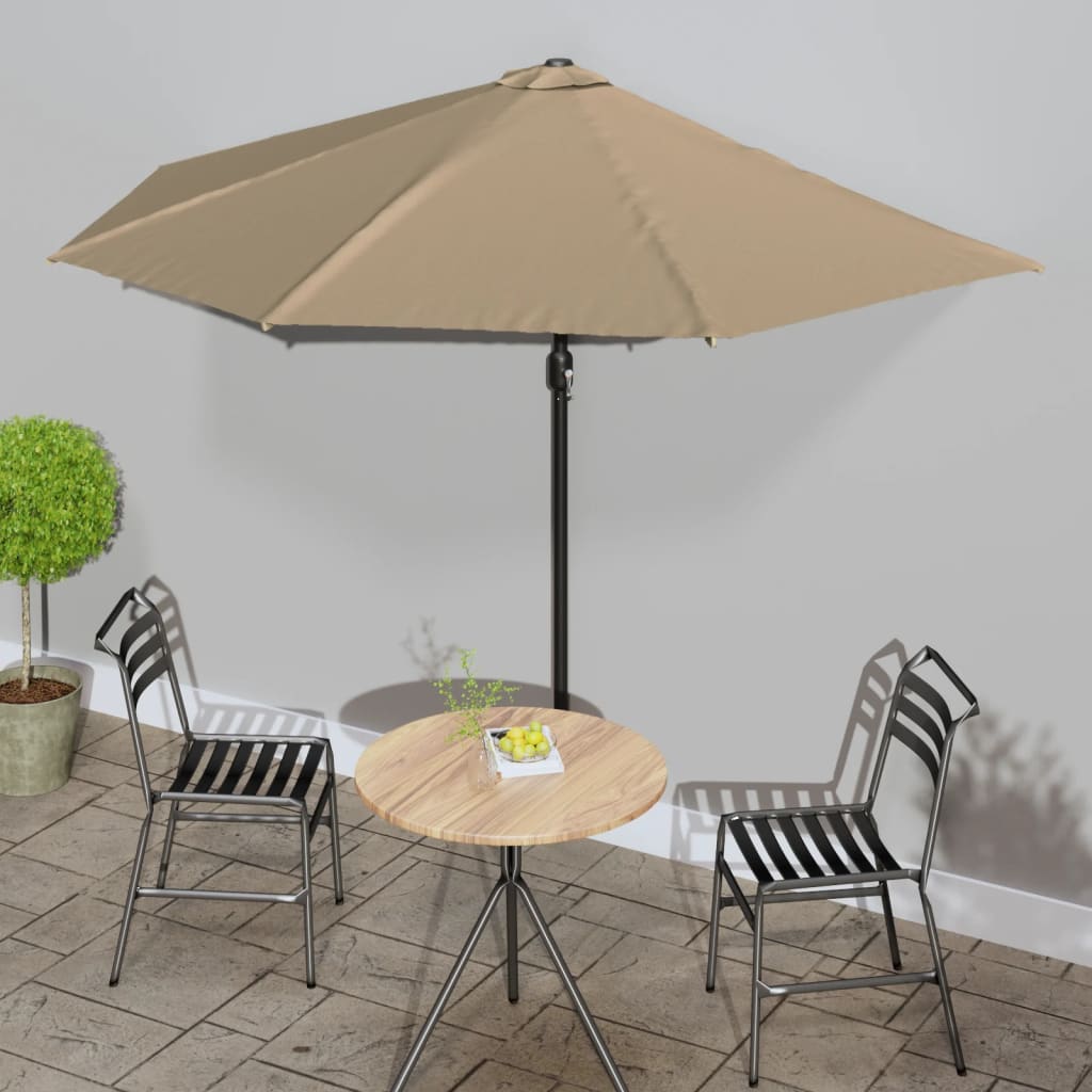 Vidaxl – Parasol Balcon Demi-ronde Taupe 300x155 Cm – Mât En Aluminium