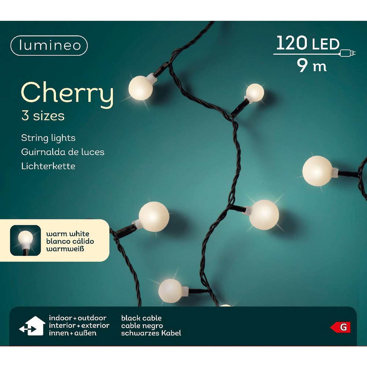 Weiß Kugelförmige Edm-Lichterkette - Guinguinette-Stil - Warmes Licht - 120 Led-Lampen - 14 M - 71013 - Bild 4