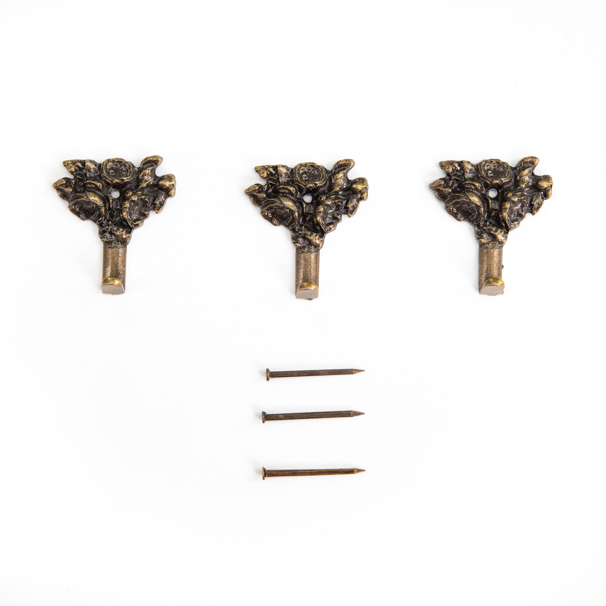 Lupia - Kit 3 Ganci Bronzo Bouquet Piccolo, Per Specchiere, Cornici E Quadri, Metallo Con Finitura Artistica, Adatti A Tutti Gli Ambienti, Dimensioni 3,1x3,4 Cm LUPIA