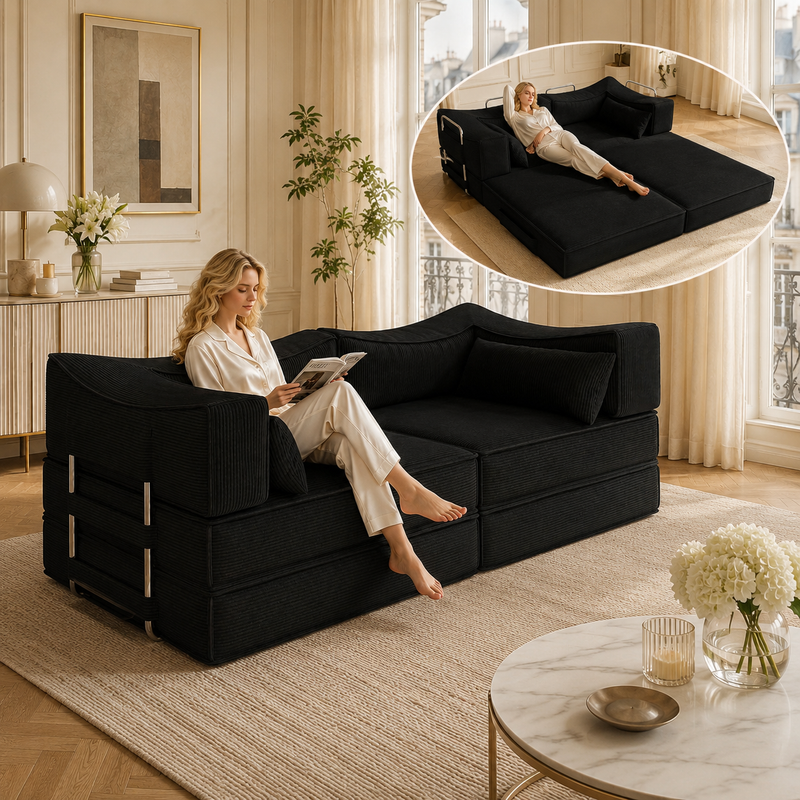Wumagin - Canapé-lit Compressible Convertible - 2/4 Place - Velours