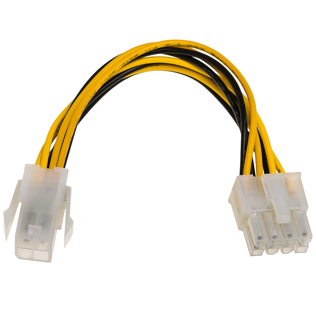 Akyga AK-CA-10 Stromkabel /Gelb (15 cm, 4 pin CPU, 8 pin EPS), Interne Kabel (PC) - Image 3