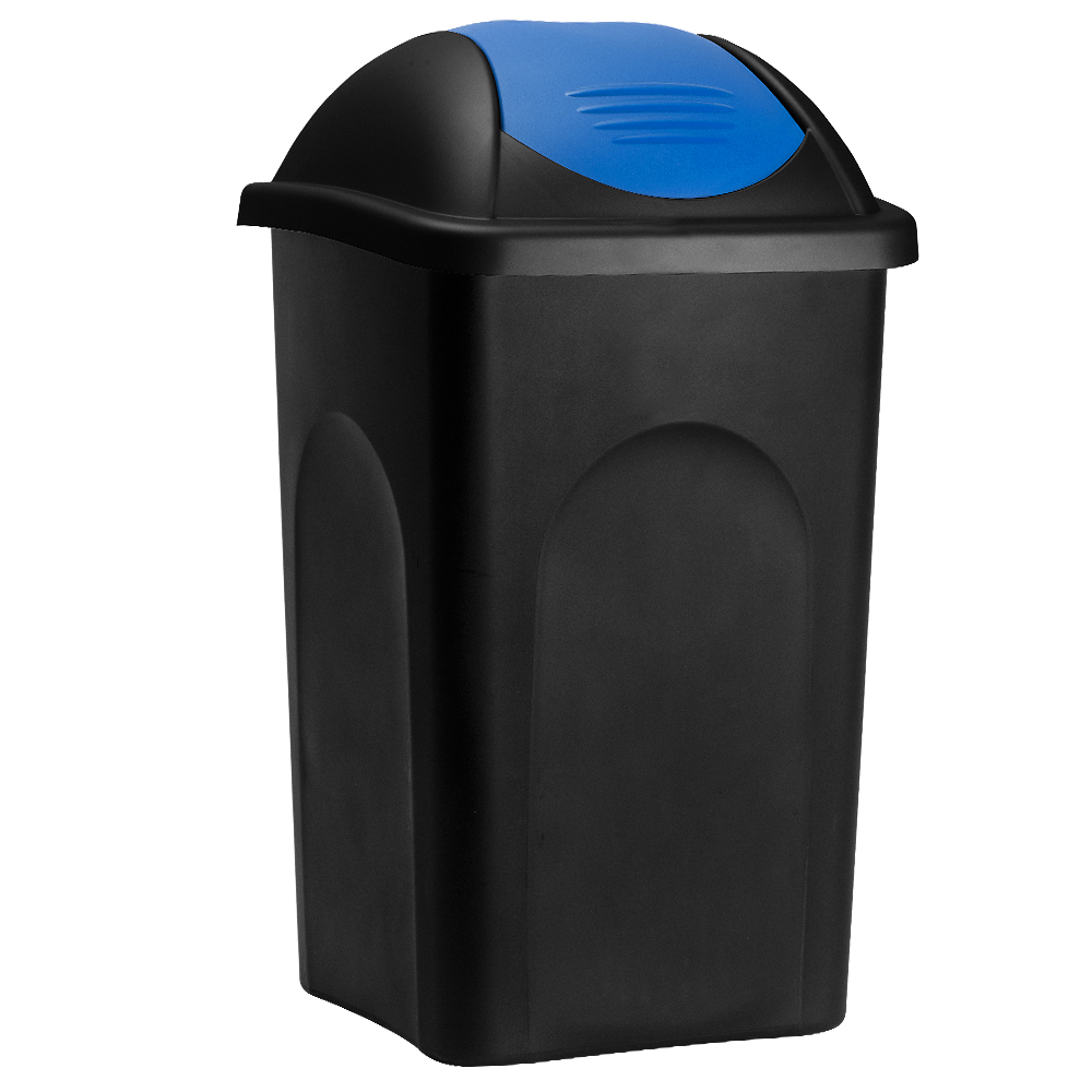 Stefanplast® Mülleimer Mit Schwingdeckel 60l Abfalleimer Geruchsarm Küche Bad Biomüll Gelber Sack Kunststoff Mülltrennung Schwarz/blau