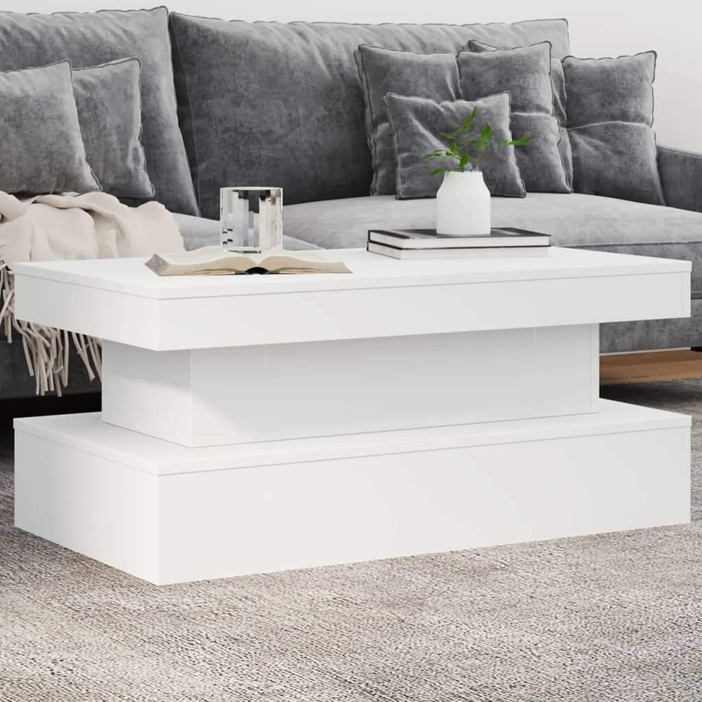 Table Basse Avec Lumières Led Blanc 90x50x40 Cm Vidaxl