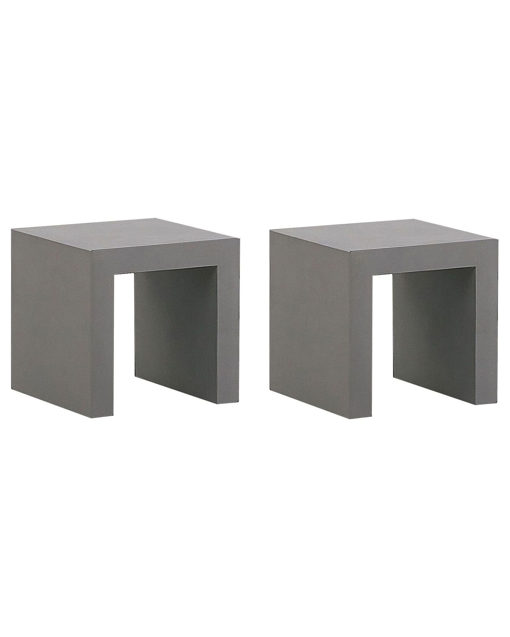 Beliani - Set Of 2 Modern Industrial Outdoor Chairs Grey Concrete Steel Frame Taranto
