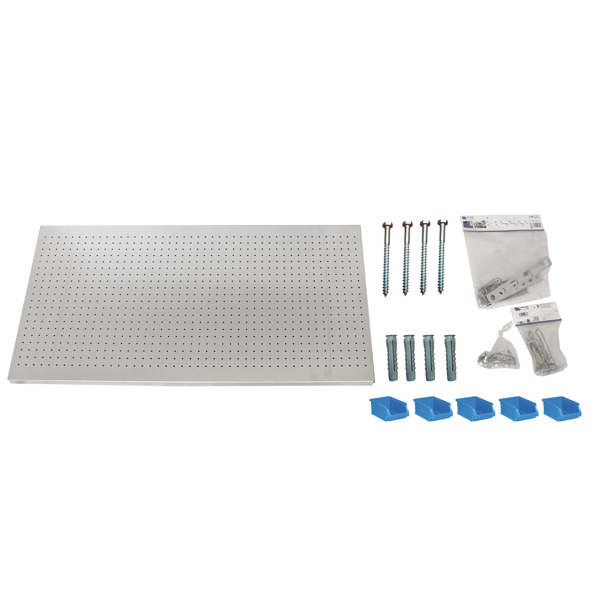 Panneau mural perforé galvanisé 600x1200 mm, porte-outils avec 30 crochets, marque Simonrack