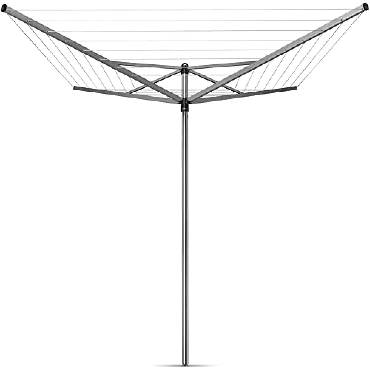 Brabantia - Stendibiancheria Topspinner - 60 Metri Di Spazio Per Stendere - Corde Resistenti Ai Raggi Uv & Profilo Antiscivolo - Incluso Picchetto In Metallo (45mm) - Metallic Grey - Ø 295 Cm