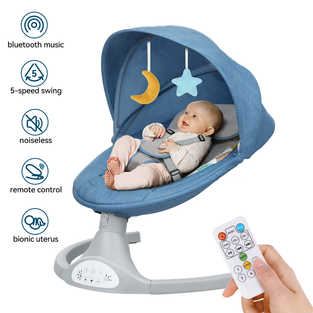 Insma – Transat Bébé Électrique 5 Vitesses – Musique Bluetooth