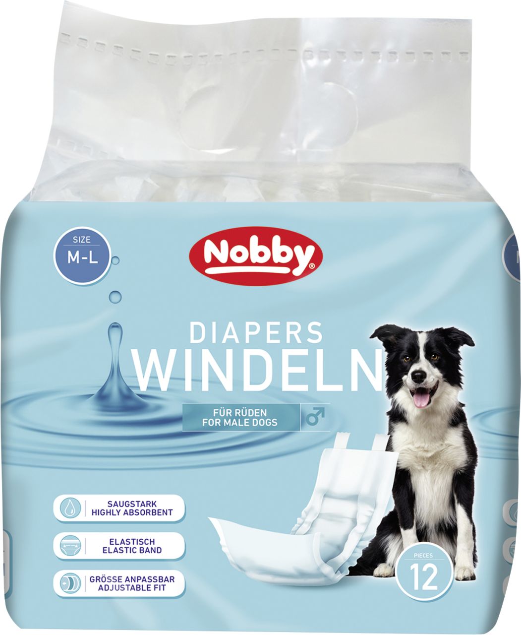Nobby Pet Blau Windeln Für Männliche Hunde (X12) - Image 3