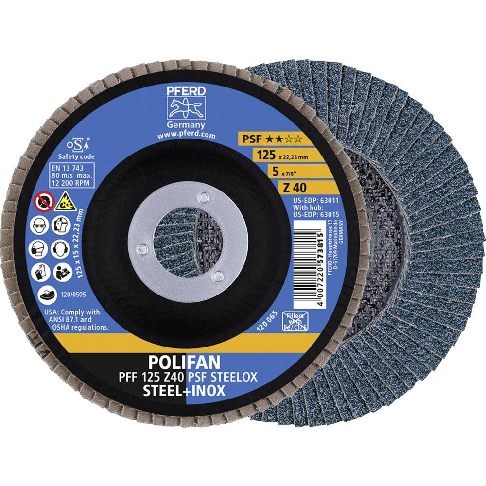 PFERD 67664125 POLIFAN Flap Disc 125mm x 22.23mm Aggressive Cuttin...
