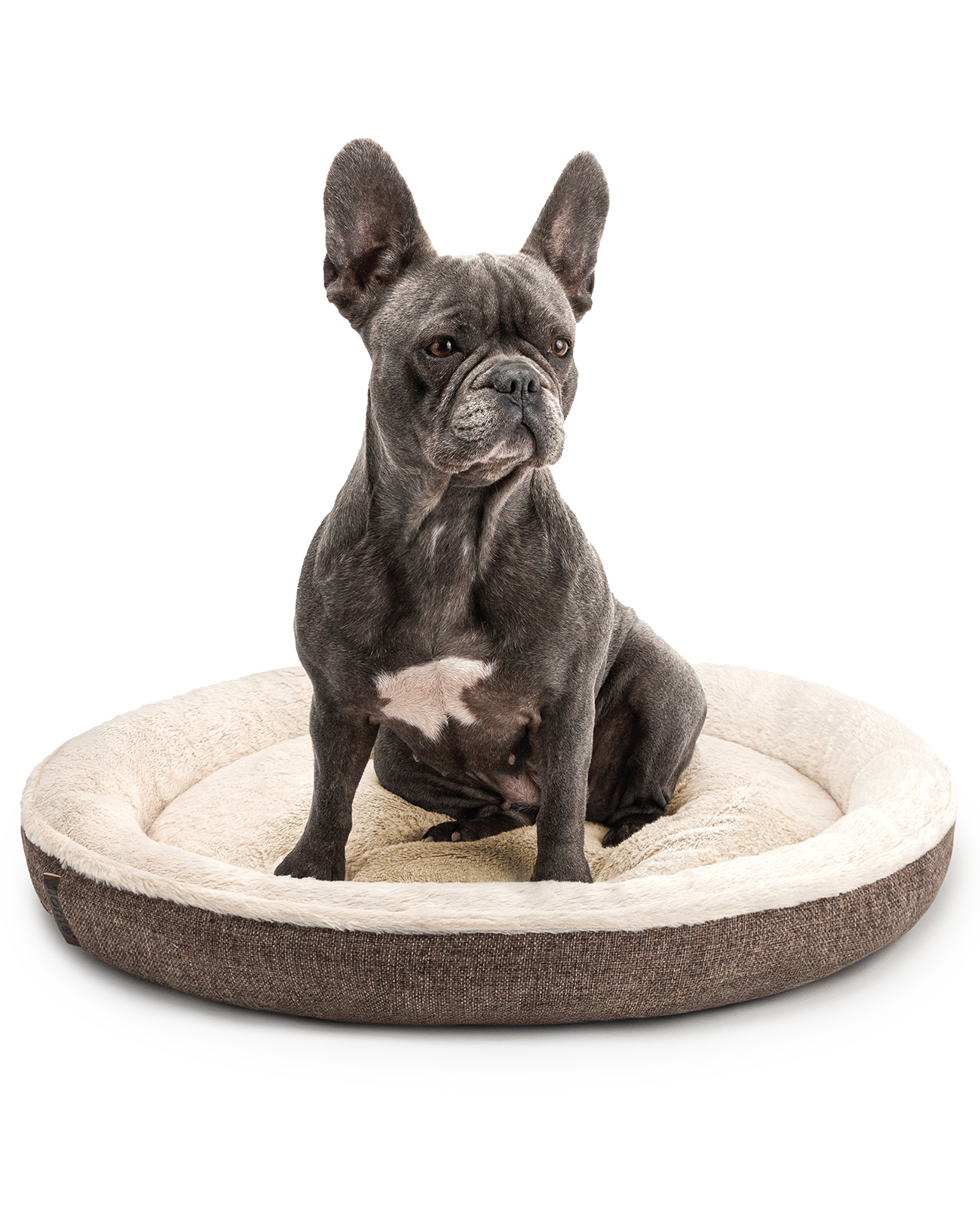 Lionto Braun - Rundes Hundebett Hundekissen Hundesofa Katzenbett Donut (M) 65 Cm,