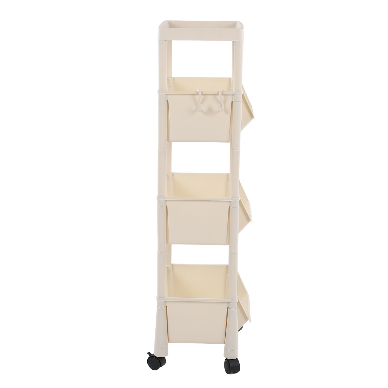 Chariot de rangement roulant à 4 niveaux, panière pliable avec couvercle, roulettes verrouillables, LEDE