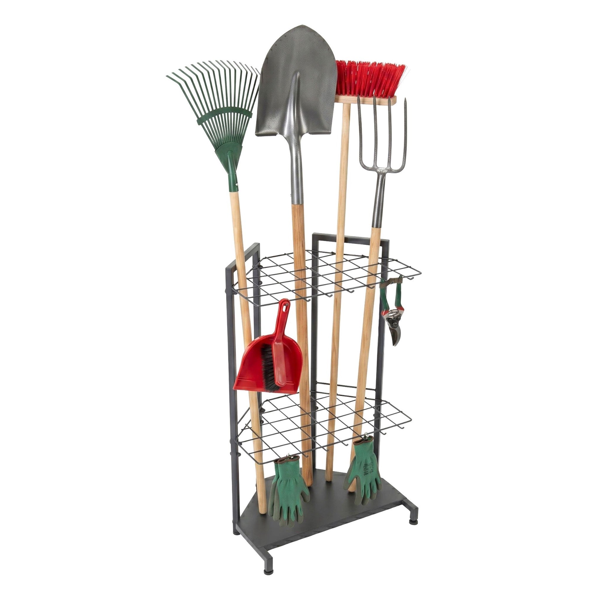 Porte-outils de jardin en acier, 34 outils, 66 x 43 x 32 cm, anthracite
