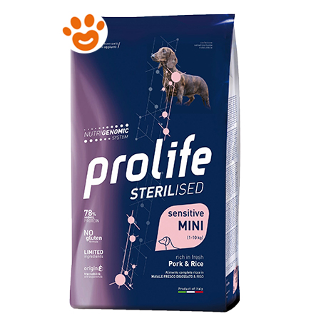 Dog Sterilised Sensitive Mini Maiale E Riso 600gr Prolife