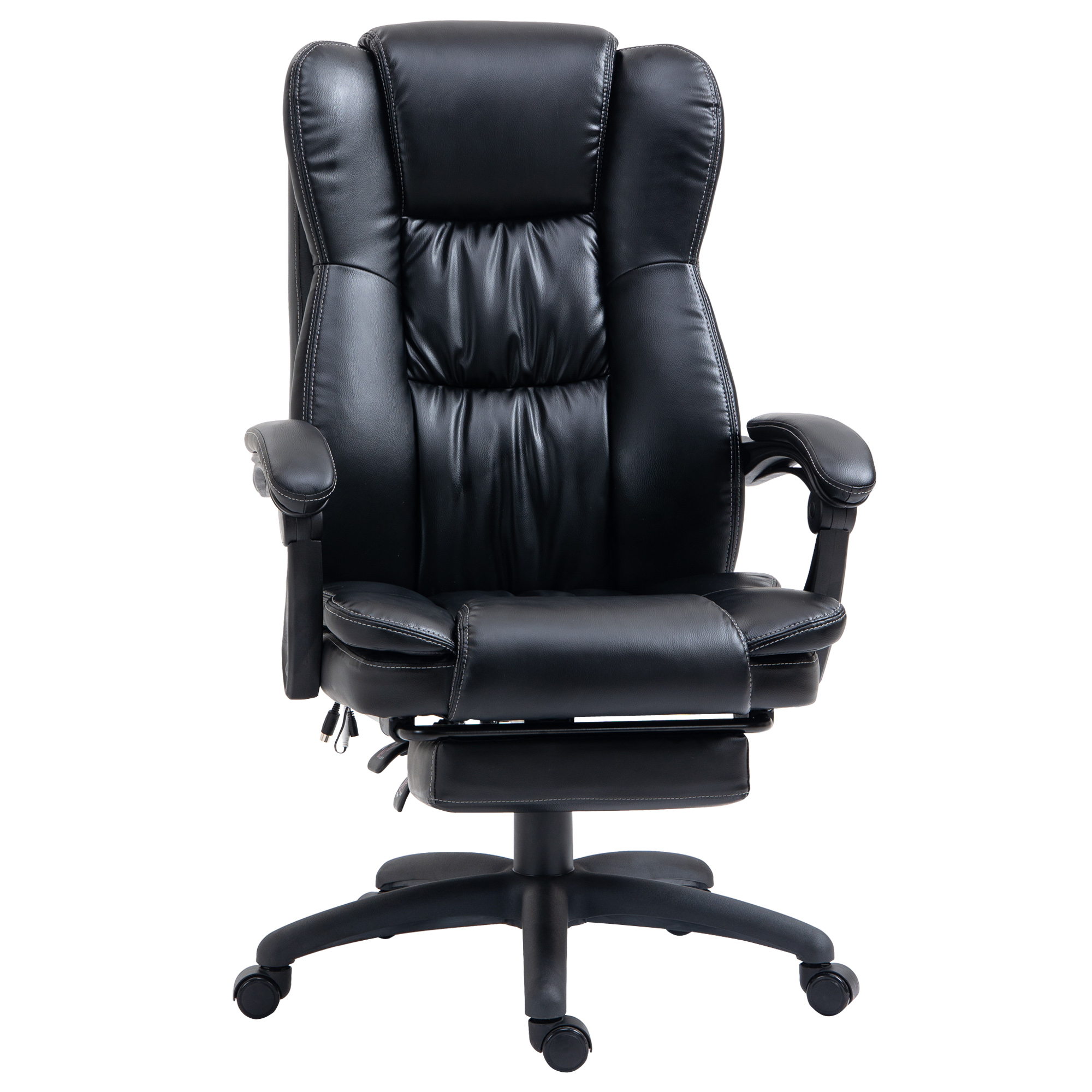 Vinsetto Bürostuhl Mit Massagefunktion Ergonomischer Chefsessel Mit Liegefunktion, Fußstütze Höhenverstellbar 360° Drehbar Computerstuhl Mit Fernbedienung, Kunstleder, Schwarz