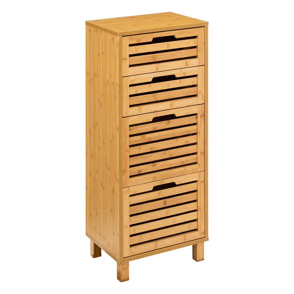 5five Simply Smart - Armoire De Salle De Bain Debout Haute Sicela En Bois Naturel Avec 4 Tiroirs, Dimensions 40 X 30 X 97,5 Cm