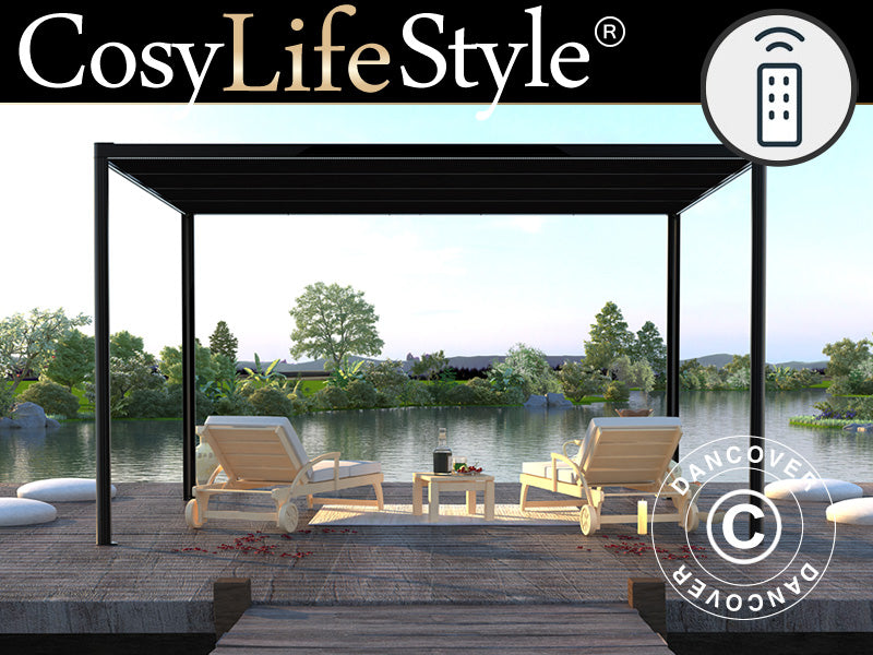 Pergola Pavillon San Fernando, 4x3m, Schwarz/dunkelgrau - Dancover