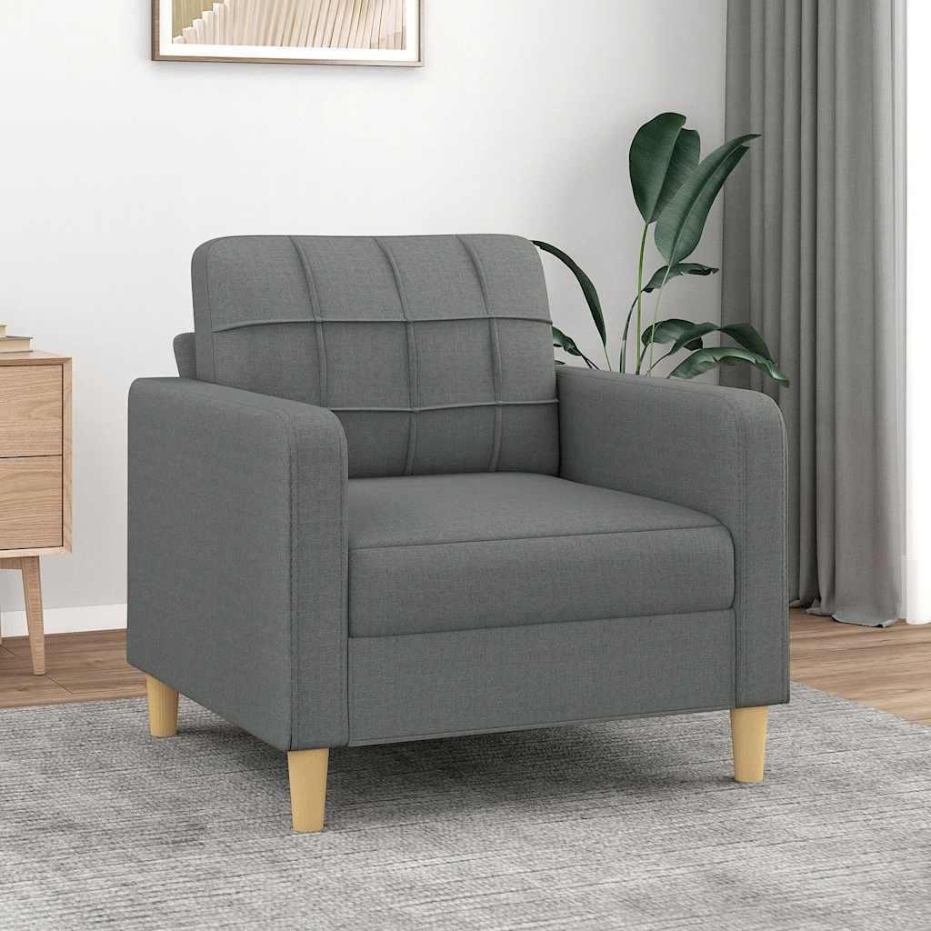 Vidaxl – Fauteuil Gris Foncé 60 Cm En Tissu Durable – Cadre En Métal
