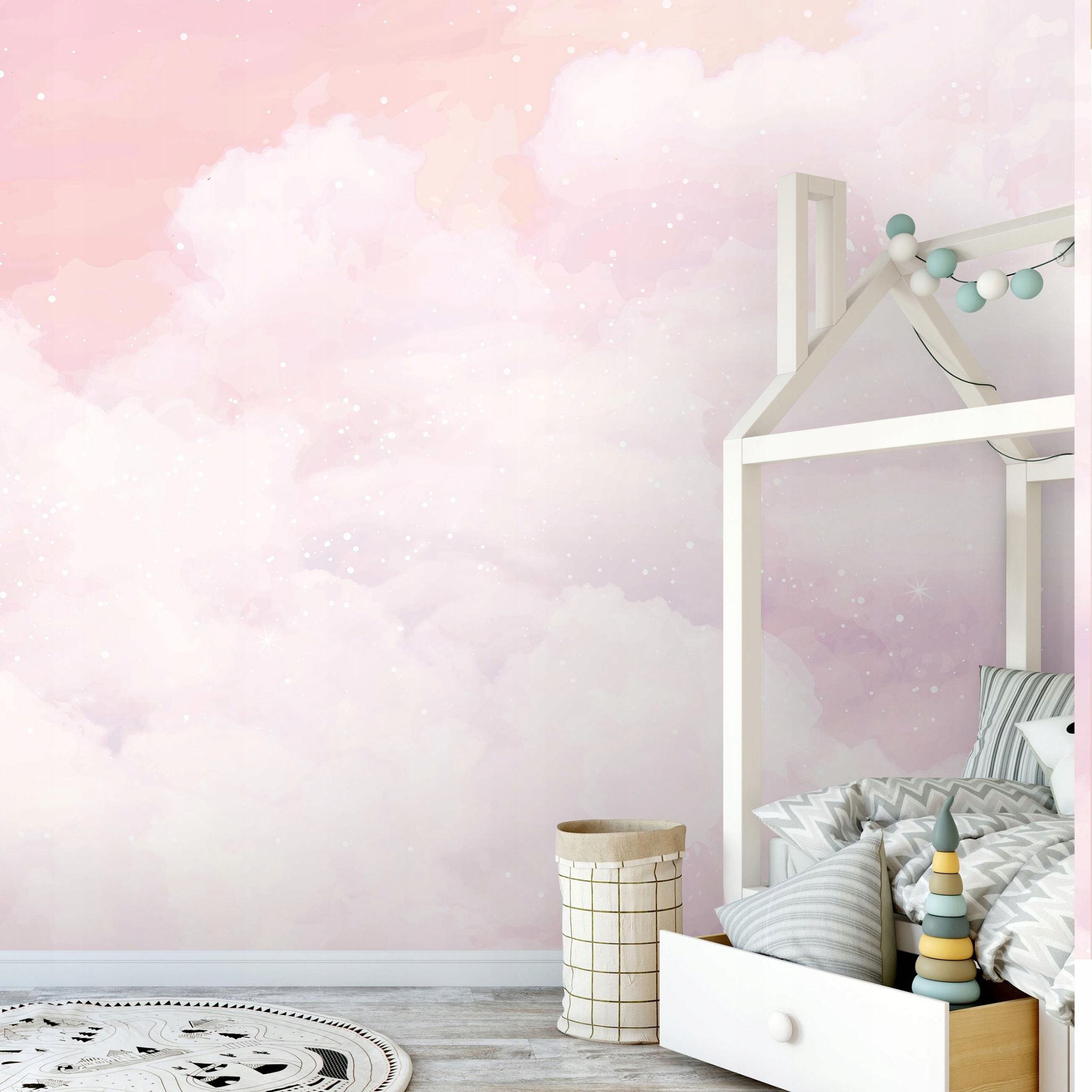 Vlies Fototapete Kinderzimmer 250x175 Cm Wolken - Fototapeten Tapeten Für Kinder Mädchen - Kindertapete - Kinderzimmertapete Himmel Rosa, Wallarena