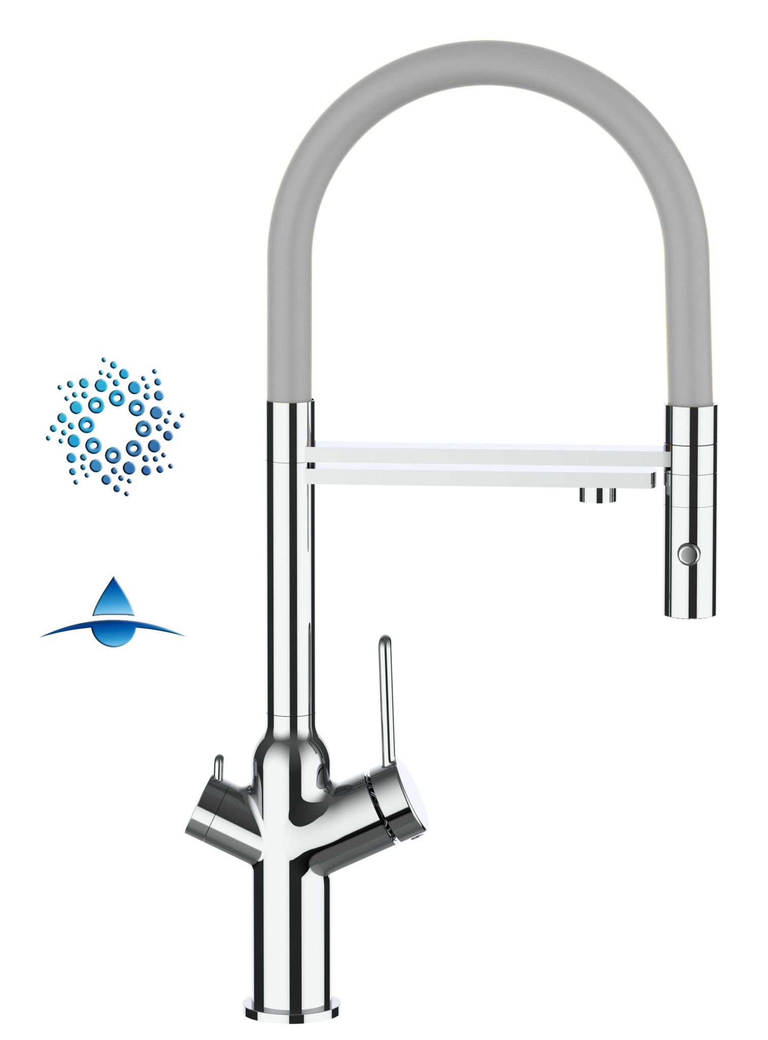 Rubinetto 4 Vie Miscelatore Cucina Cromato Con Canale Separato Per ...