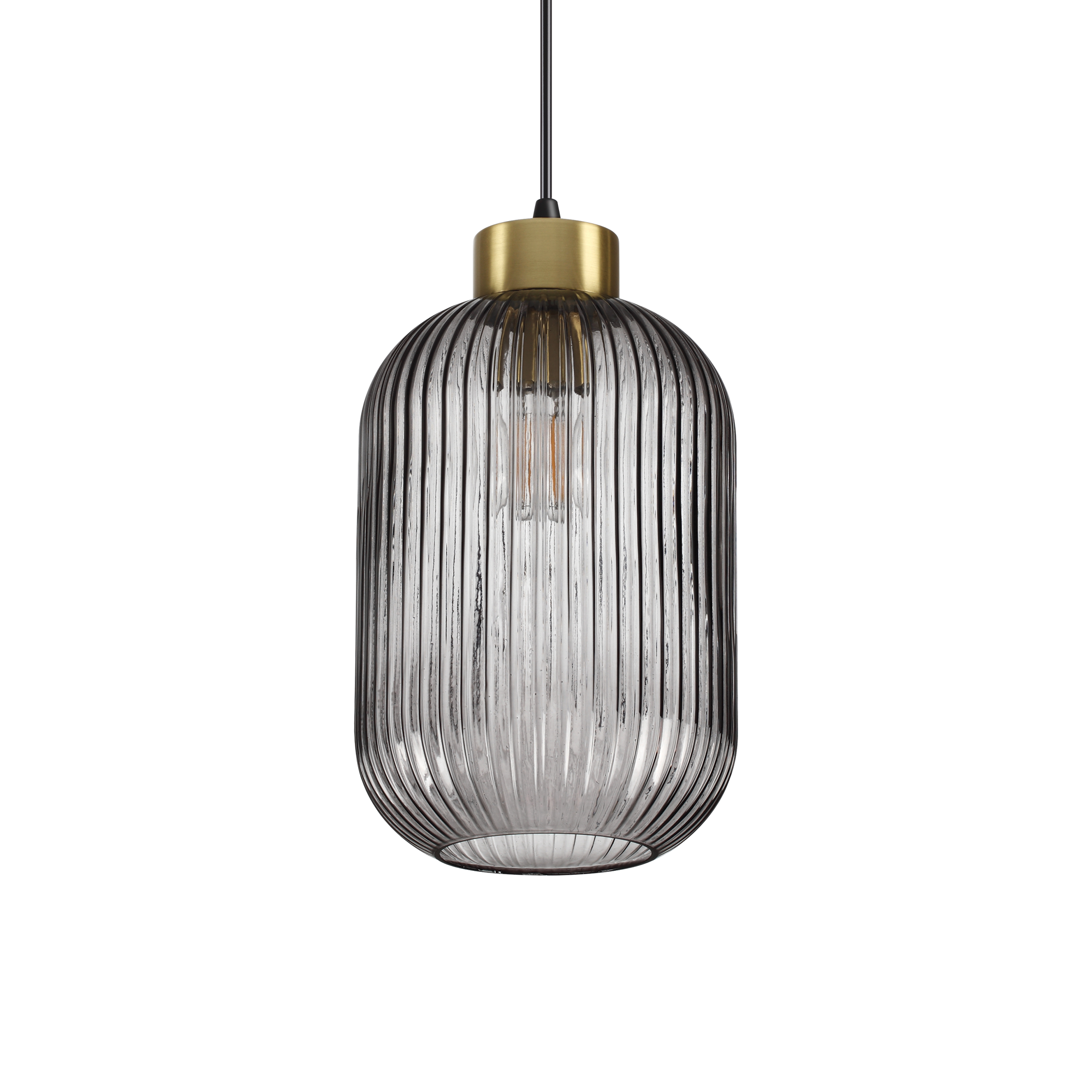 Pendelleuchte MINT-3, Ø 24cm, E27, Rauchglas / Messing satin - Bild 2