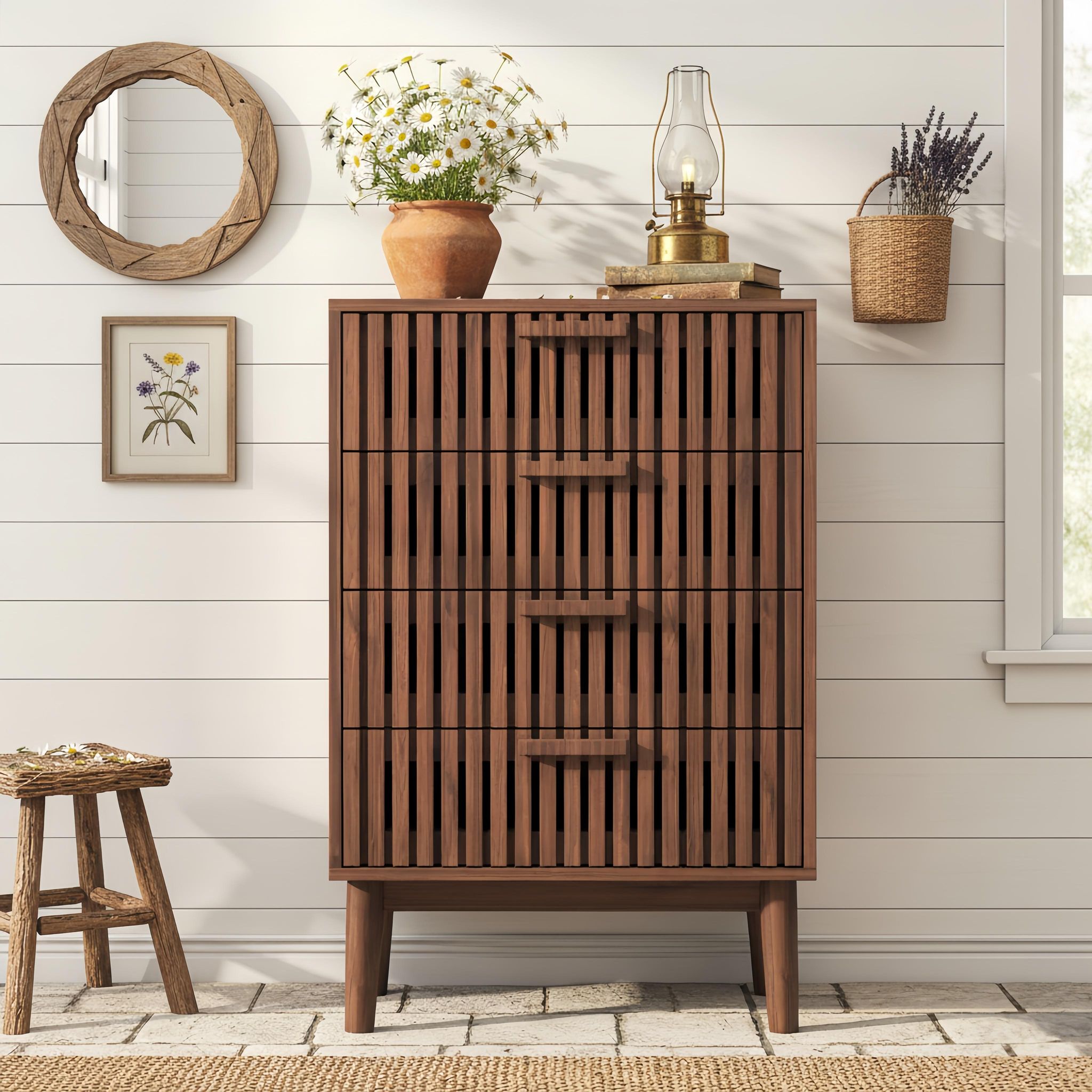 Buffet En Bois Massif 60x34x91 Cm