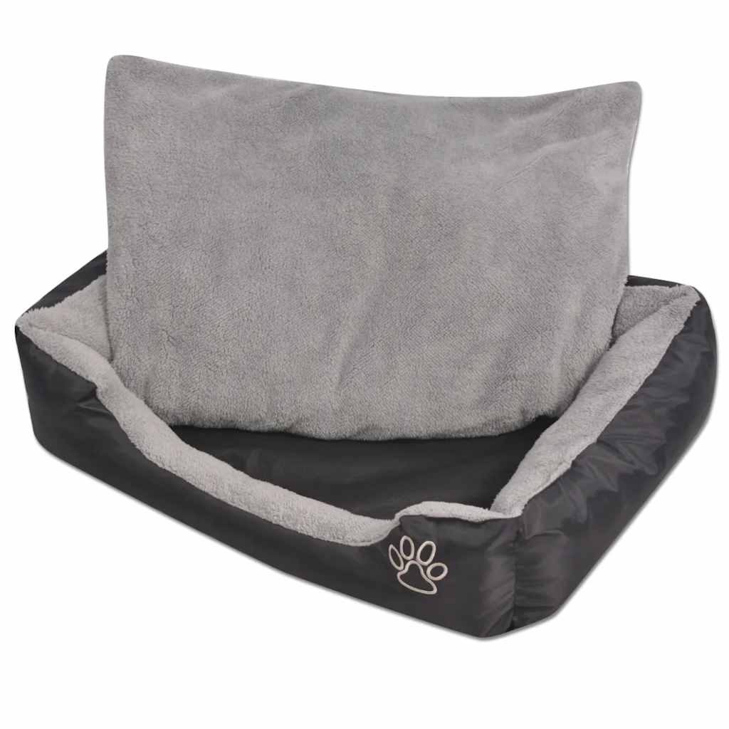 Vidaxl Schwarz Dog Bed With Padded Cushion Size L Black