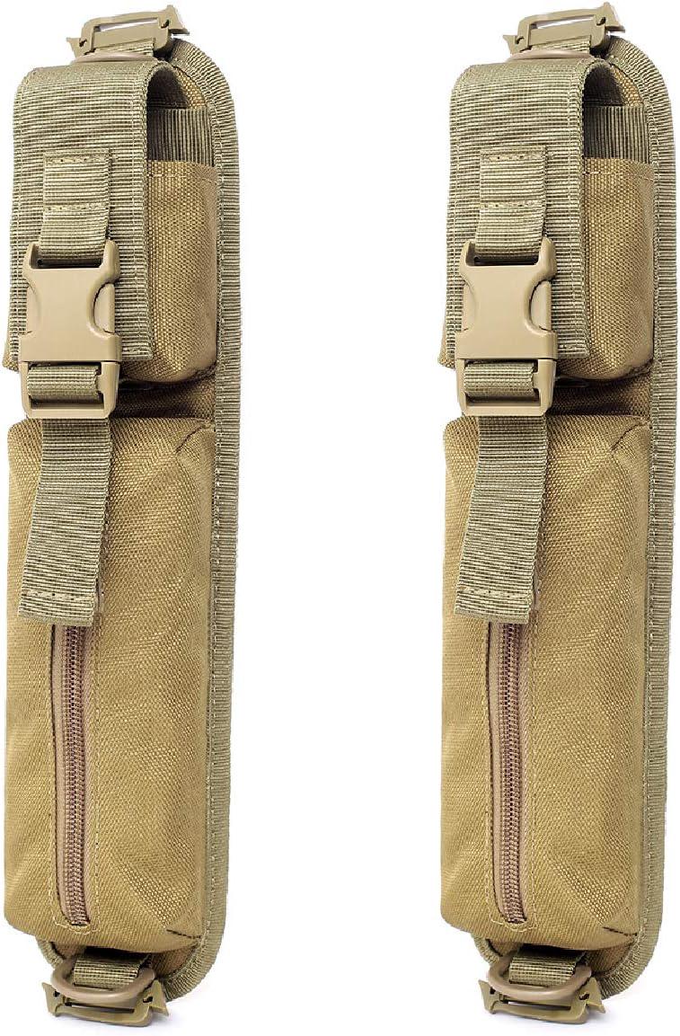 Sacoche tactique MOLLE en nylon 37 x 8,5 cm, bandoulière et ceinture, lot de 2