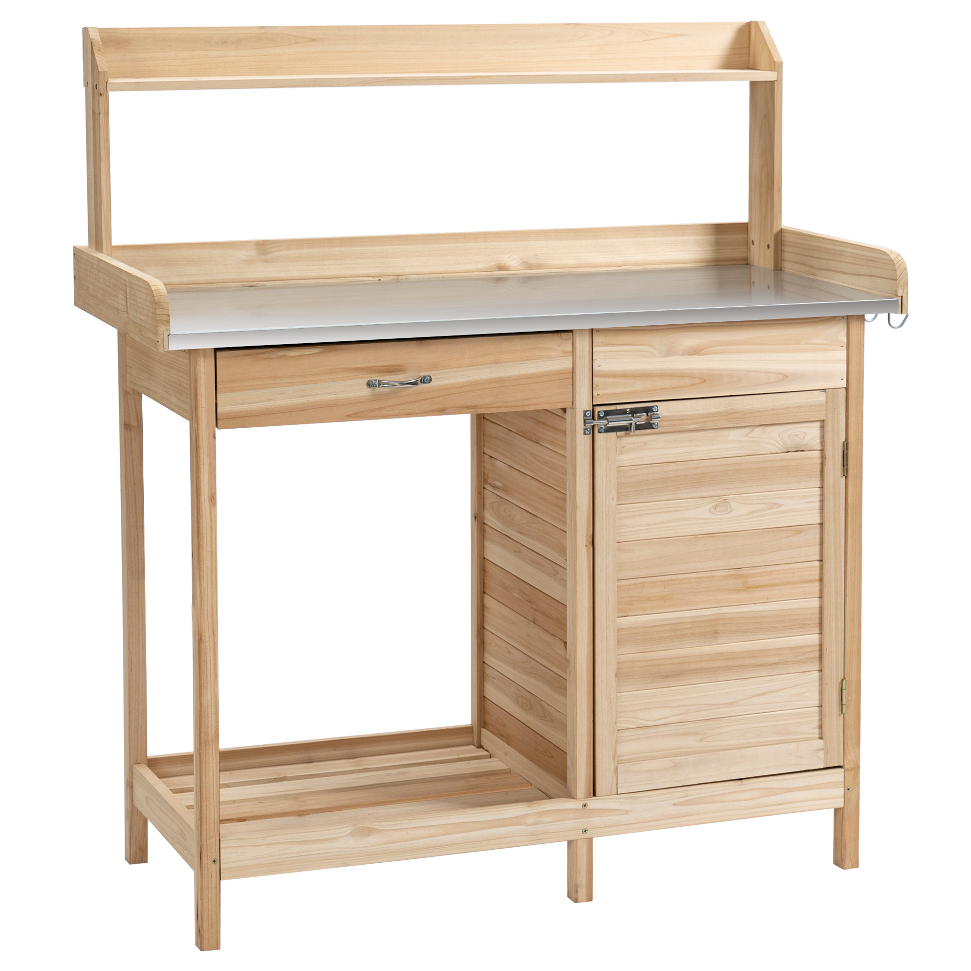 Outsunny – Table De Rempotage En Bois De Sapin 112x48x125cm – 2 Étagères