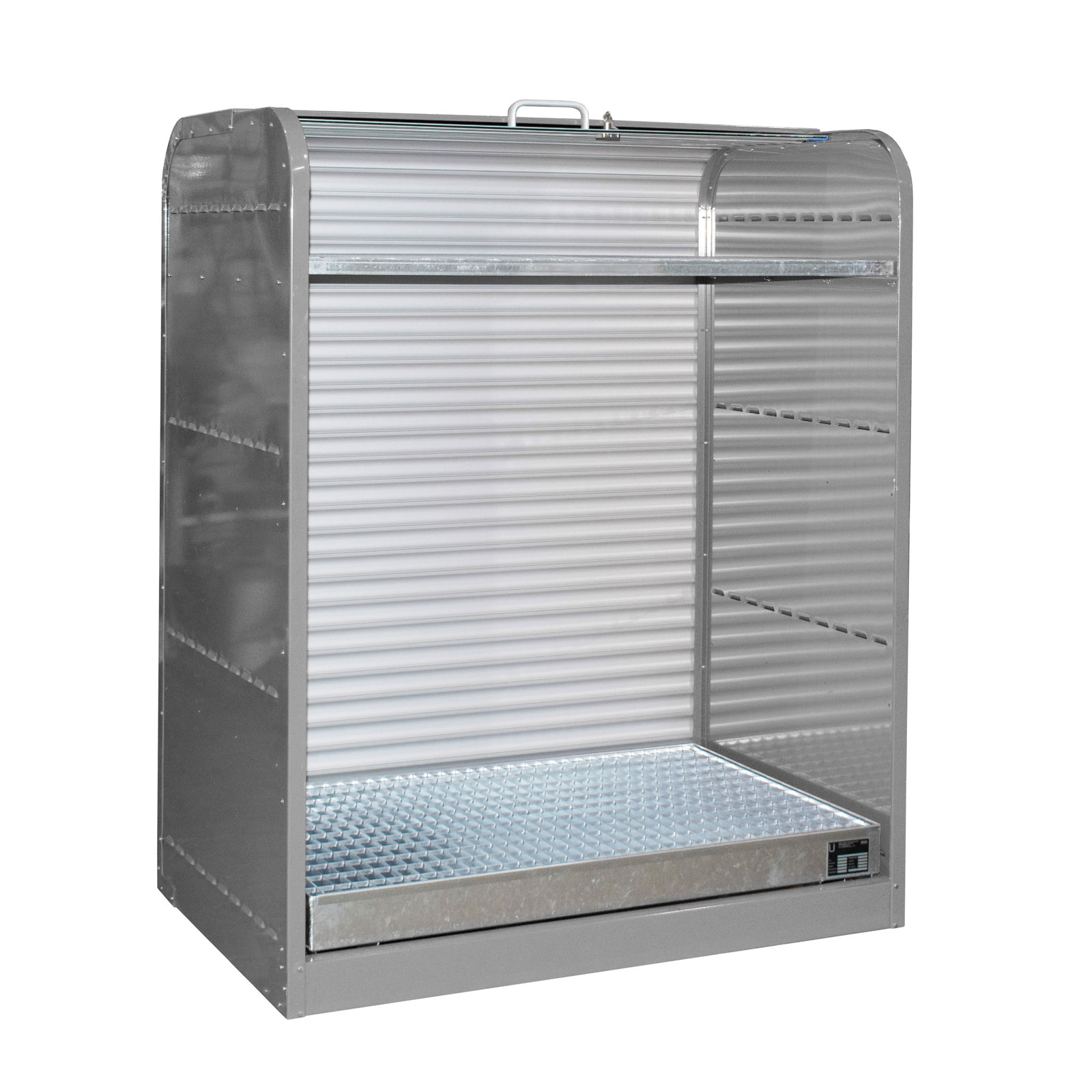 Bauer Gefahrstoff-Rollladenschrank RSG-2 Grau RAL7005 für 6 x 60L Fässer mit Auffangwanne und Gitterrostboden - Image 3