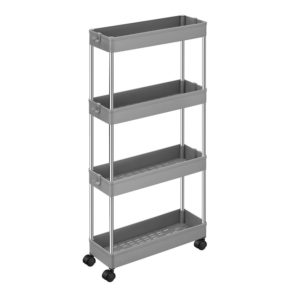 Desserte À Roulettes, Chariot De Rangement, Étagère Roulante, 4 Niveaux, Gain De Place, Pour Salle De Bain, Cuisine, Bureau, 40 X 13,5 X 86 Cm, Gris Ksc008g01