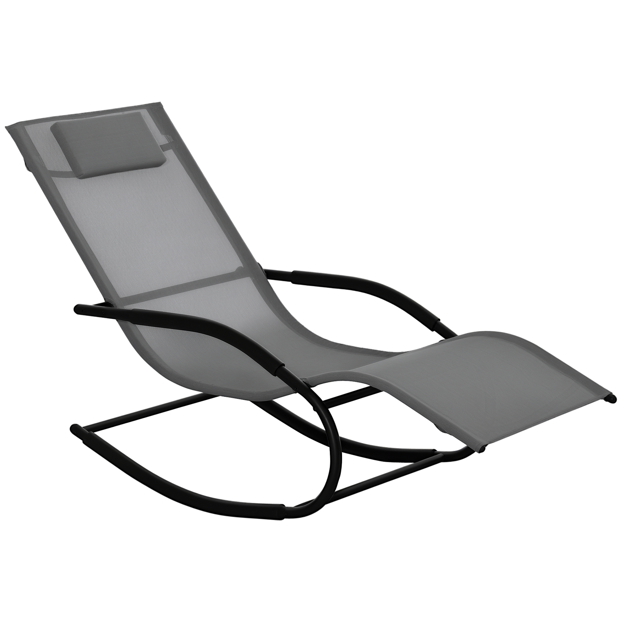 Outsunny - Chaise Longue À Bascule - Textilène - 62x150x84cm - Gris