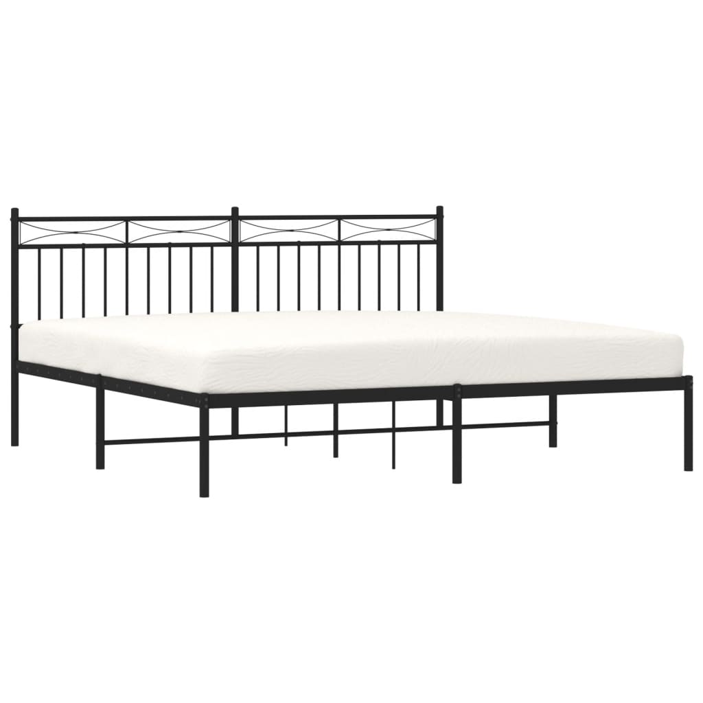 Vidaxl Cadre De Lit Métal Sans Matelas Et Tête De Lit Noir 180x200 Cm