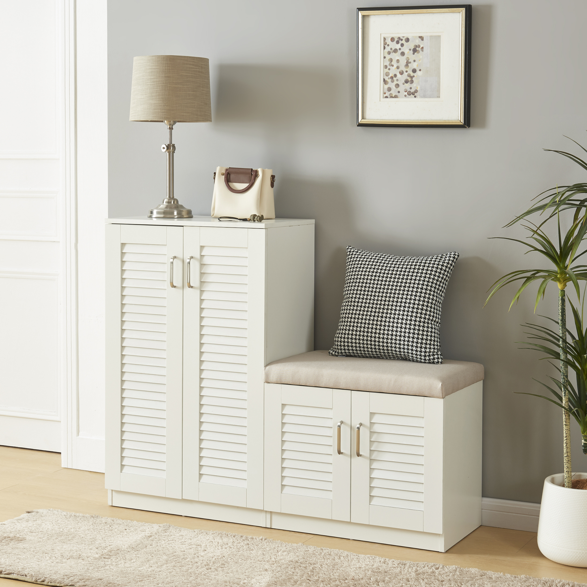 [en.casa] - Meuble À Chaussures Løten Avec Banquette Mdf 97 X 120 X 36