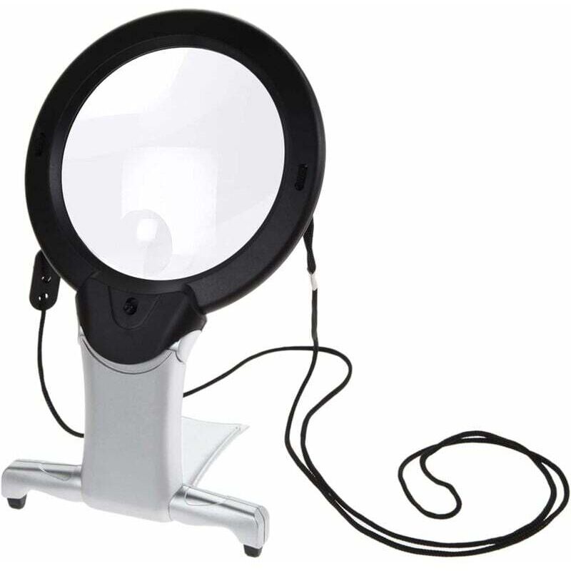 Loupe de lecture lumineuse LED, grossissement X2 et X6, mains libres pour couture et broderie