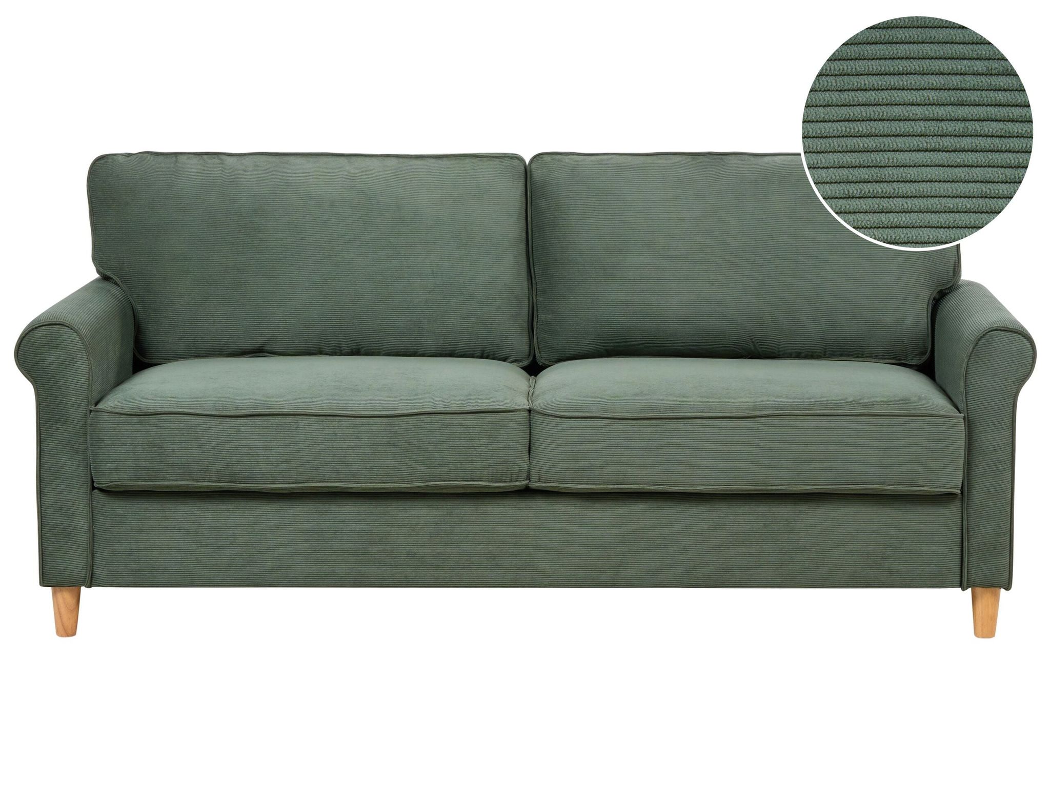 Beliani Sofa 3 Seater Ronneby Corduroy Dark Green