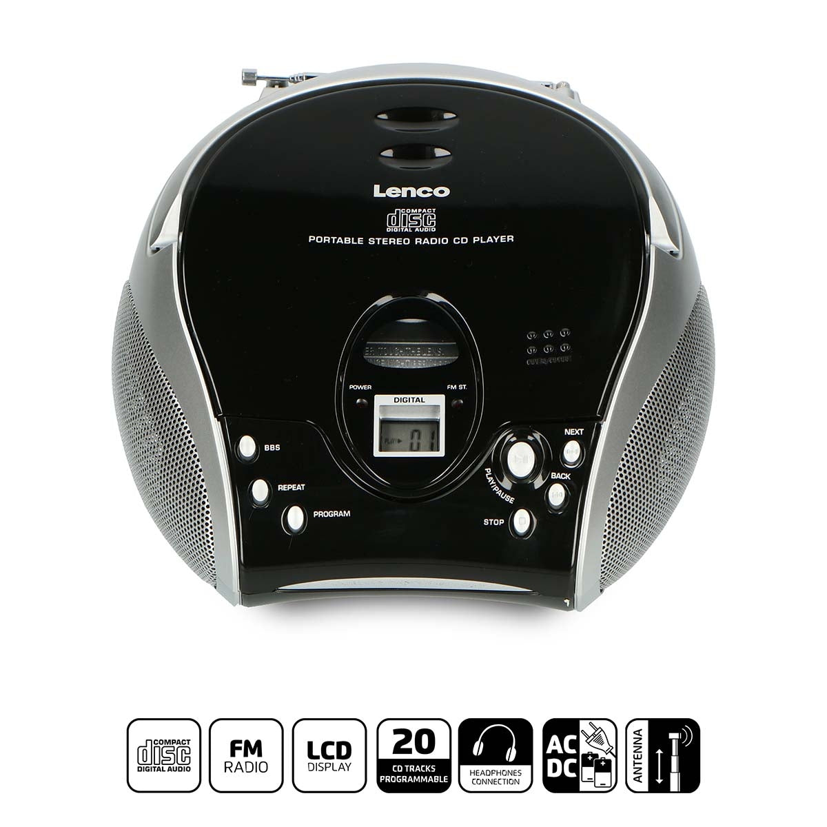 Lenco SCD-24 (FM, Bluetooth), Radio, Schwarz, Silber - Bild 7