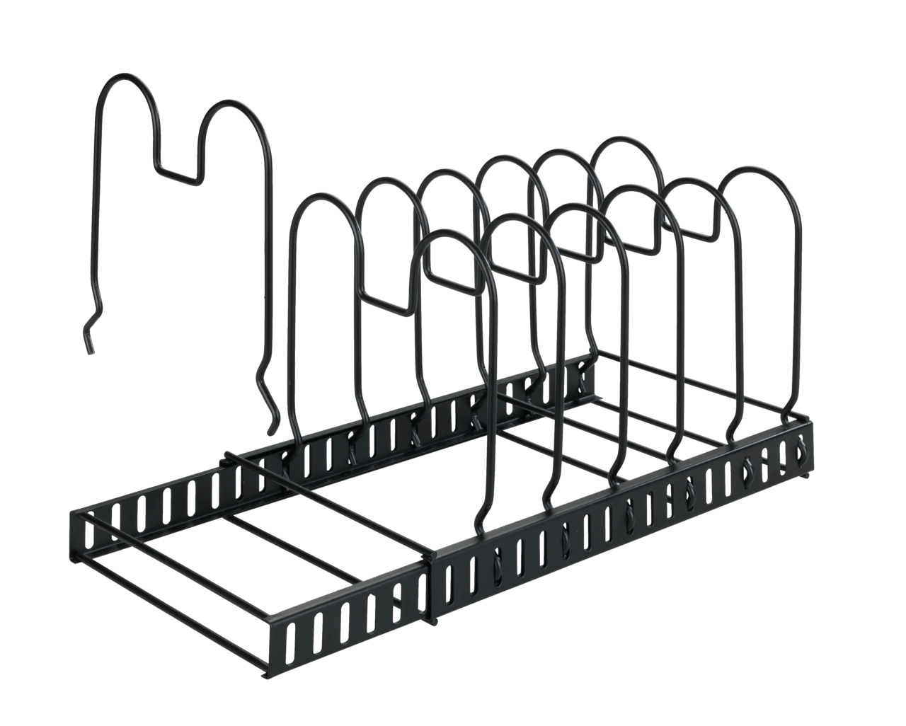 Deckel- Und Pfannenhalter, Ausziehbarer Geschirrständer Für Deckel Und Pfannen, Schwarz, Pulverbeschichtetes Metall Schwarz - Schwarz - Wenko
