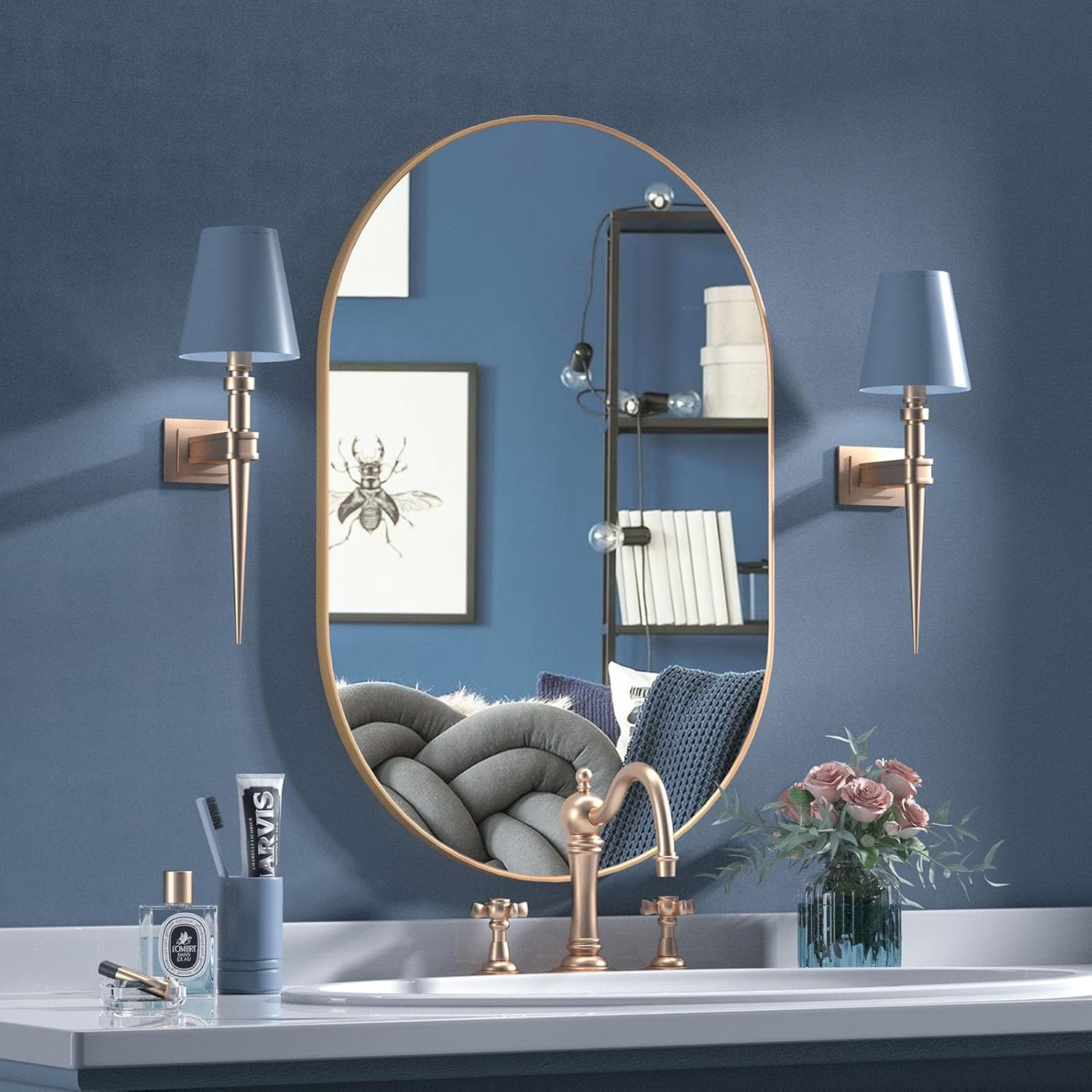 Miroir Ovale, Miroir De Salle De Bain Ovale De 40 X 60 Cm