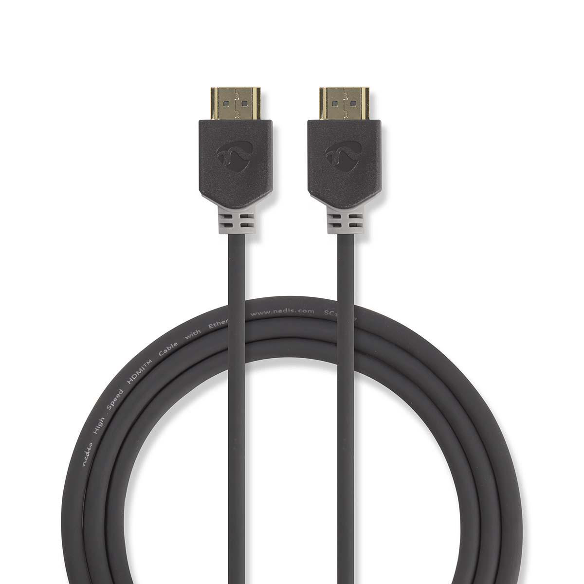 Nedis Premium High Speed 2 m HDMI Kabel mit Ethernet, 4K, 3D unterstützt: 1080p und höher, 3D, 4K (2 m), Videokabel, Grau - Bild 4
